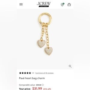 J. Crew Pavé Heart Bag Charm